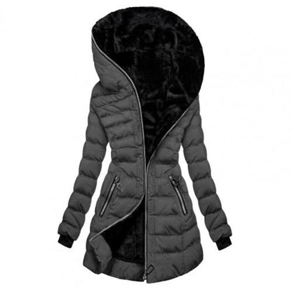 Grau lange winterjacke