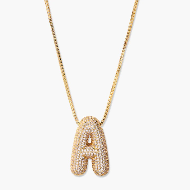 Bubble Initial Pendant Necklace