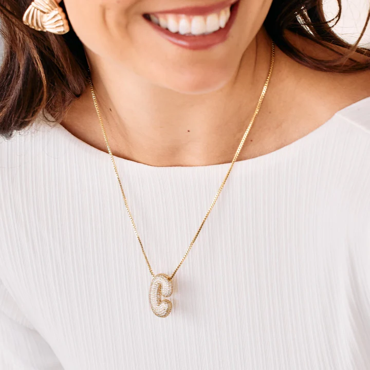 Bubble Initial Pendant Necklace