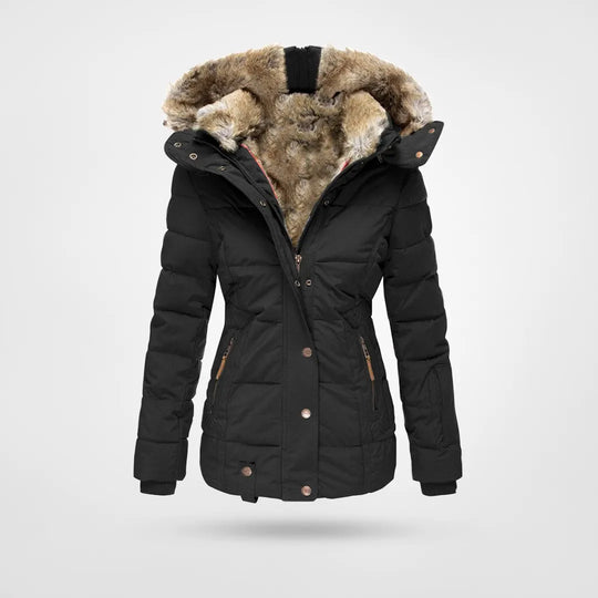 Ivyshape | Warm fashionable winter jacket with lining and hood