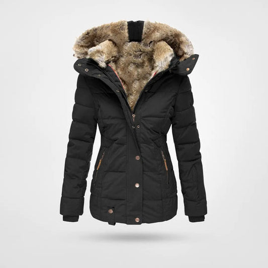 Ivyshape | Warm fashionable winter jacket with lining and hood