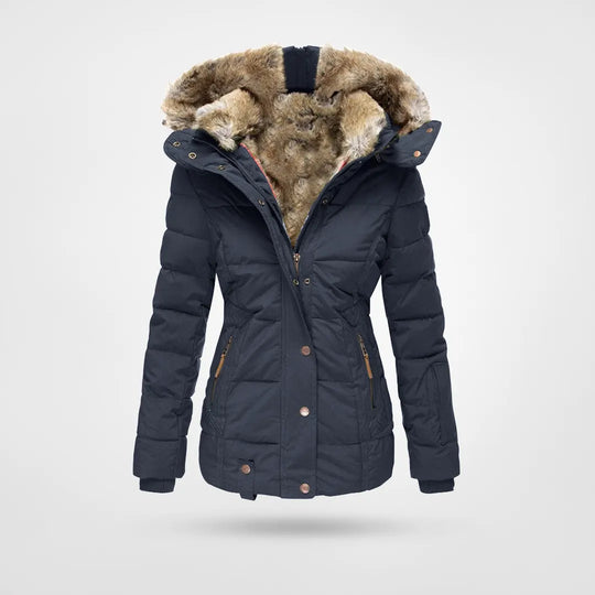 Ivyshape | Warm fashionable winter jacket with lining and hood