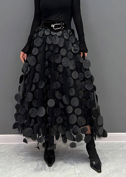 Ivyshape | Chic skirt made of polka dot and tulle patchwork