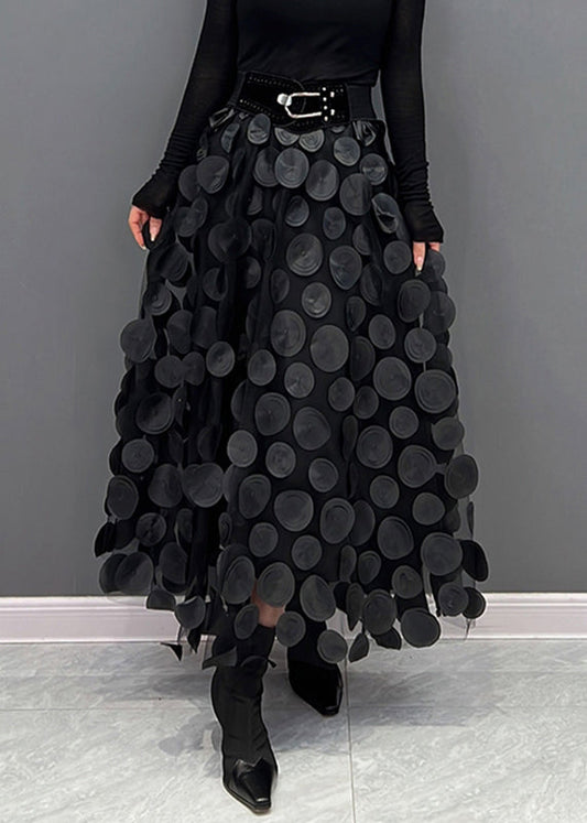 Ivyshape | Chic skirt made of polka dot and tulle patchwork