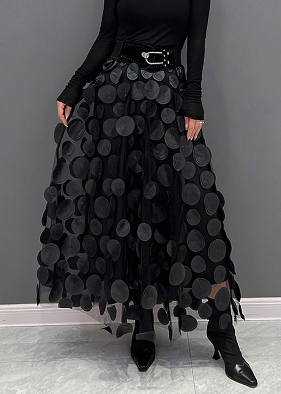 Ivyshape | Chic skirt made of polka dot and tulle patchwork