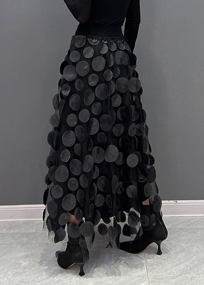 Ivyshape | Chic skirt made of polka dot and tulle patchwork