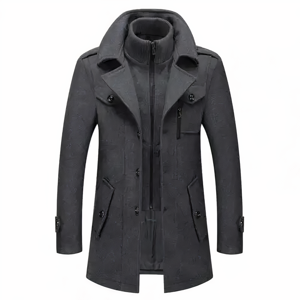 Ivyshape | Fashionable Double Collar Jacket for Men