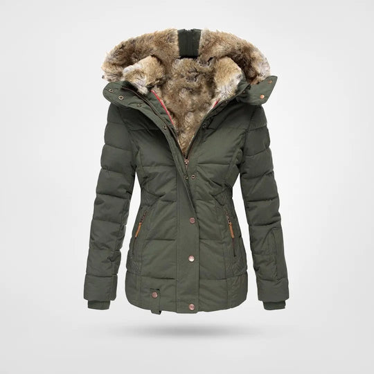 Ivyshape | Warm fashionable winter jacket with lining and hood