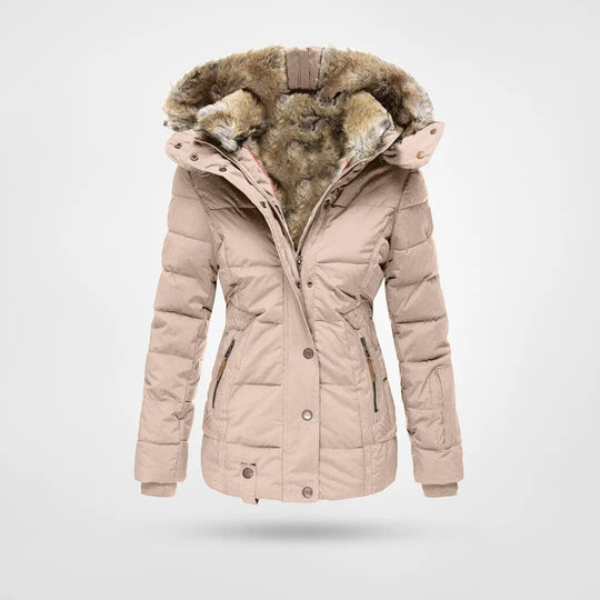 Ivyshape | Warm fashionable winter jacket with lining and hood