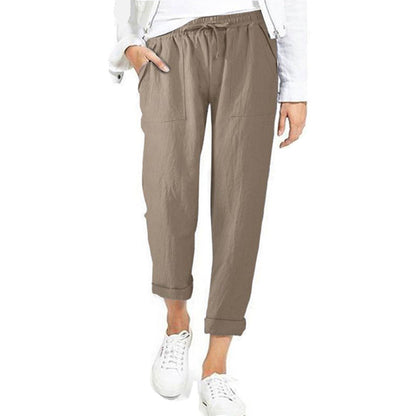Ivyshape | Lightweight airy leisure pants with elastic waistband